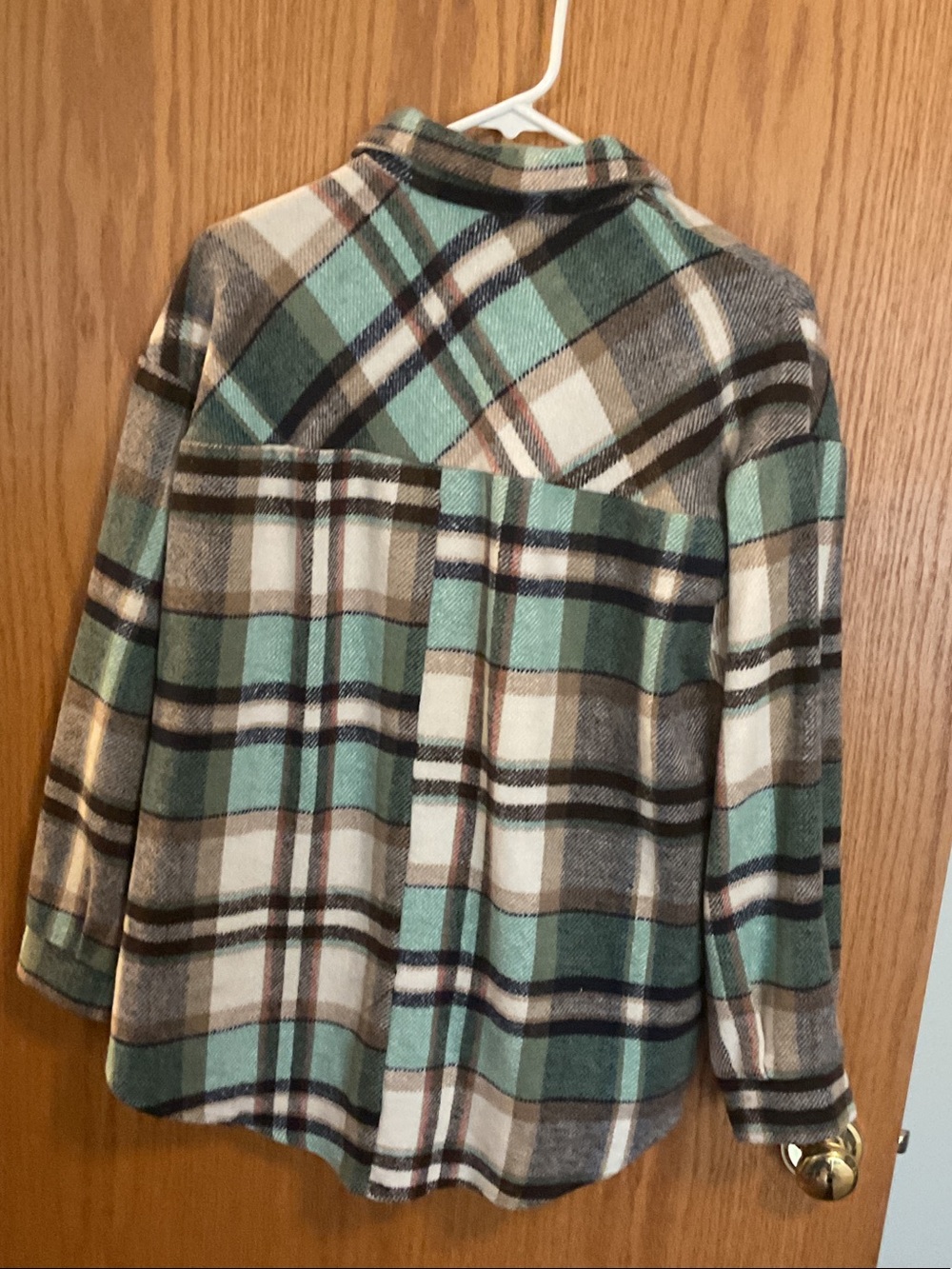 HYFVE turquoise, tan, cream and black plaid flannel - Picture 2 of 3